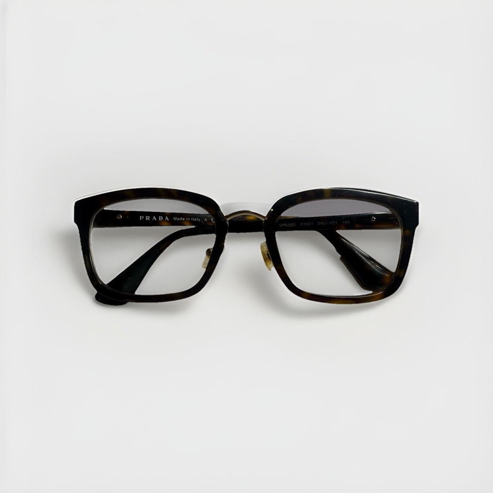 Authentic PRADA WOMENS EYEGLASSES FRAME TORTOISE PLASTIC, GOLD METAL 51-21-140